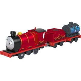 Thomas & Friends Toy Train, Splash Tank James Motorized Engine with Tender and Cargo for Preschool Railway Play Ages 3+ Years