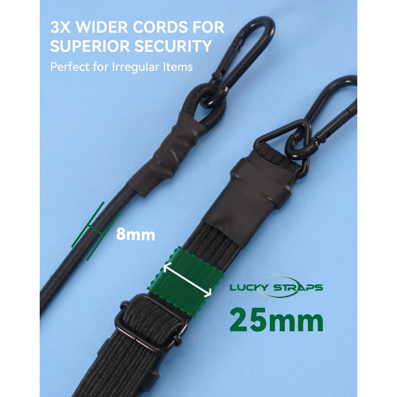 48 Inch Adjustable Carabiner Bungee Cords with 190 Lbs Max