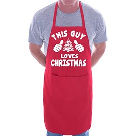 This Guy Loves Christmas Santa BBQ Cooking Funny Novelty Apron Red