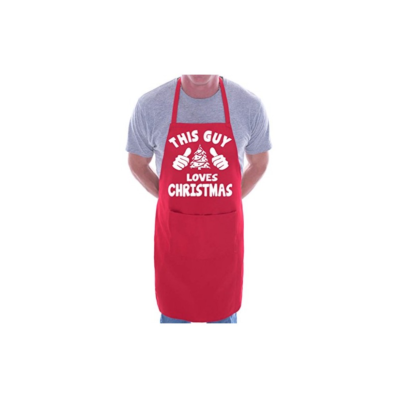 This Guy Loves Christmas Santa BBQ Cooking Funny Novelty Apron