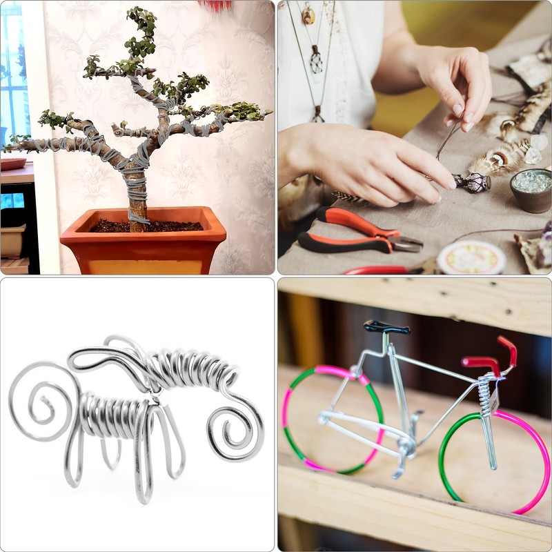 QWORK® Craft Wire, 3 mm x 10 m Silver Aluminium