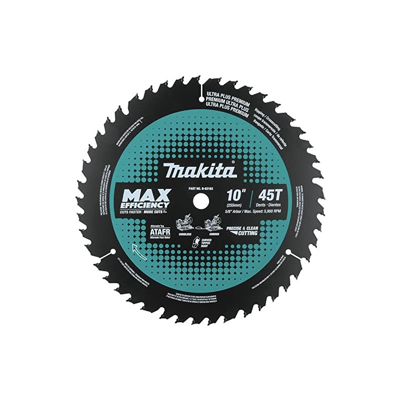Makita B-62103 10" 45T Carbide-Tipped Max Efficiency Miter Saw Blade