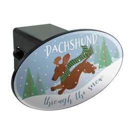 GRAPHICS & MORE Dachshund Dashing Through The Snow Winter Christmas Oval Tow Trailer Hitch Cover Plug Insert