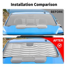 JWWY Windshield Sunshade Heat Shield UV Protection Shade Sun Visor Blocker Foldable Windshield Sunshade Cover Fit for 2019-2024+Chevy Silverado GMC Sierra Accessories Silver 6PCS US Flag