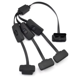 iKKEGOL 3 way obd2 all 16 Pins wired obd splitter 1 male to 3 female Y Cable with switch