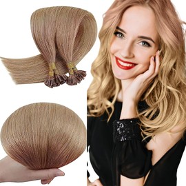 RUNATURE U Tip Hair Extensions Human Hair for Women Invisible 12 Inch Short Ombre Strawberry Blonde Fading to Light Blonde U Tips Keratin Hair Extensions Real Human Hair Silky Full Ends 40g 50 Strands