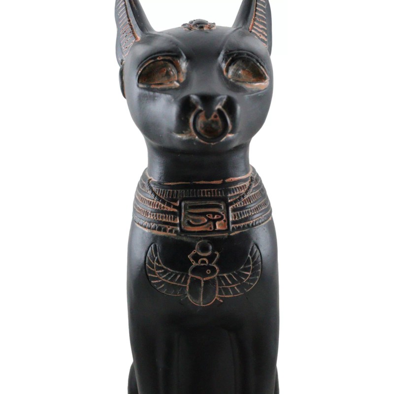 Ancient Egyptian Goddess Bastet Statue In Rustic Clay Finish Temple