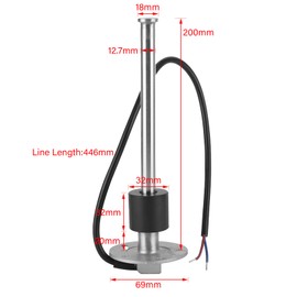 Fuel Level Sensor, 200mm Stainless Steel Sending Unit 5 Hole Fuel Water Tank Level Sender Steady Output for Automotives Marines US Plug
