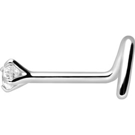 PIERCINGLINE 750 Gold Nose Piercing Spiral | 18 Carat | 2 mm Crystal | Piercing Nose Stud | Choice of Colours, White Gold, Cubic Zirconia