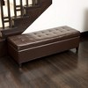 Edeco Faux Leather Rectangular Storage Bench Ottoman Tufted Footrest with