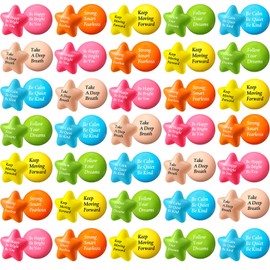 Aoriher 36 Pcs Motivational Stress Balls Quotes Inspirational Funny Colorful Foam Balls Hand Exercise Stress Relief Gifts for Office Small Anxiety Toys for Relief Motivating Supply (Star, Round)