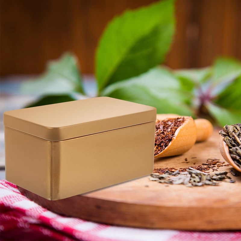 DOITOOL Household Tea Box Set of 2 Rectangular Tinplate Storage