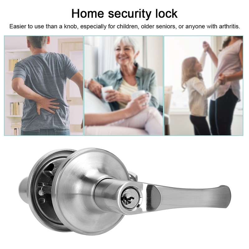 Zinc Alloy Entrance Bedroom Privacy 3 Lever Door Handle Lock