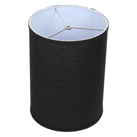 FenchelShades.com Lampshade 11" Top Diameter x 11" Bottom Diameter 15" Height Cylinder Drum USA Made (Designer Linen Black)