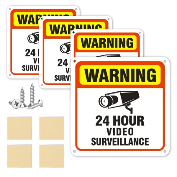 DERJDISF Video Surveillance Signs - 2Pack No Trespassing Signs Private