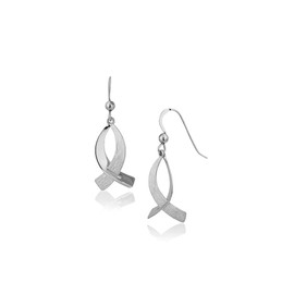 Vanbelle Sterling Silver Jewelry - Rhodium Plated with 925 Stamp - Contemporary Fold Ribbon Earring - Elegant Beautifully Designed for Women