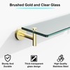 KOCOK Glass Bathroom Shelf,15.8-Inch Brushed Gold Glass Shelf for Bathroom