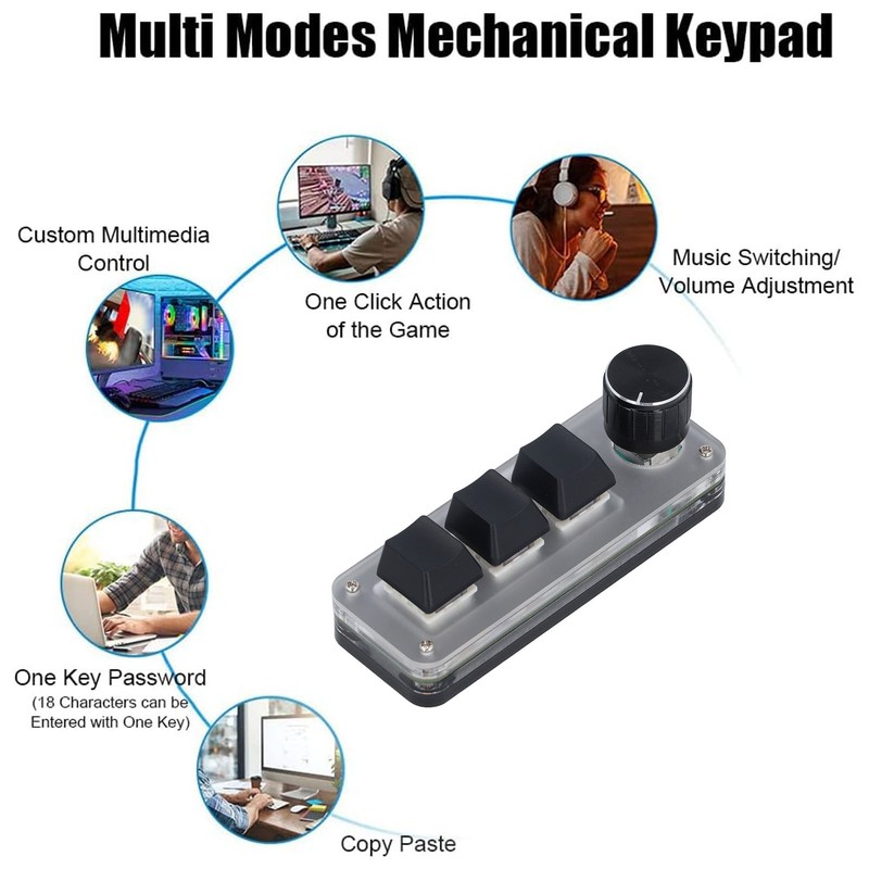 Custom Keypad 3 Key 1 Knob Mini Mechanical Keypad with