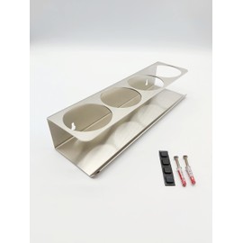 HL-Perfektion-in-Edelstahl Spice Rack Compatible with 4 x Ankerkraut Cork Jars Made of Solid Stainless Steel, as a Stand or Hanging Shelf, Silver, 28 x 8.5 x 6 cm