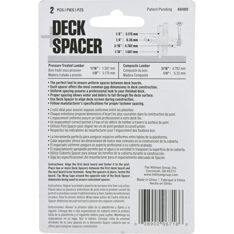 Hillman 48480 Deck Spacer Tool 2 Pack, Green