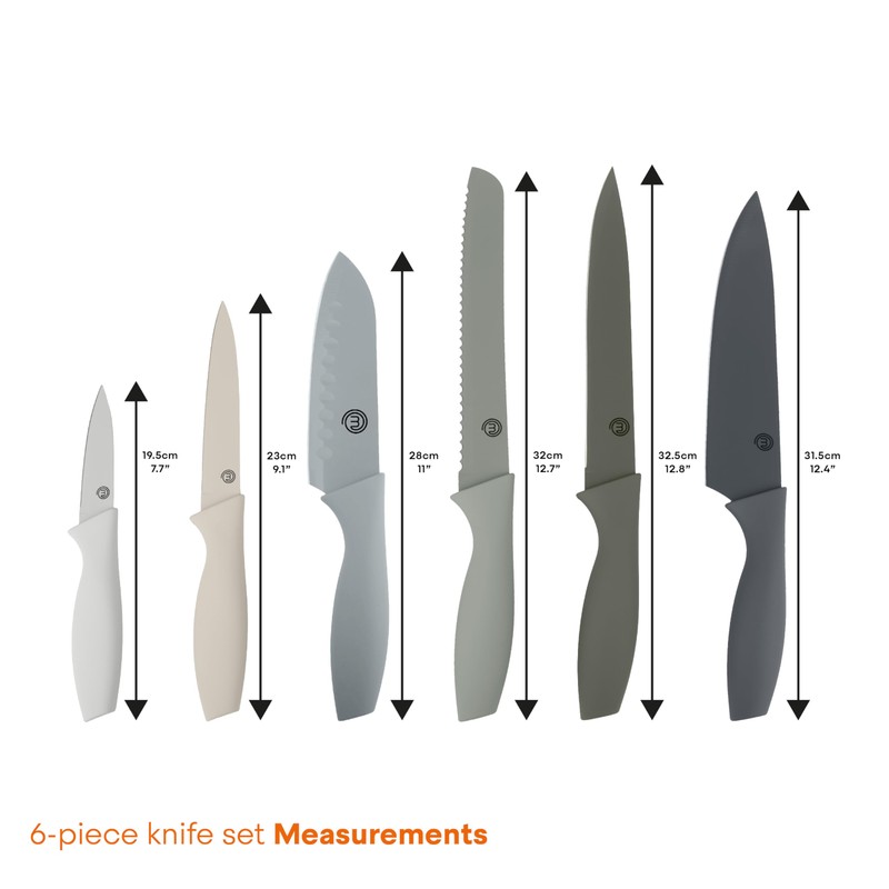 MasterChef Kitchen Knife Set with Covers, 6 Professional Chef Knives