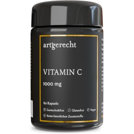 Artgerecht Vitamin C 1000 mg from Rosehip Extract, High Dosage, Vegetable Vitamin C to Support Immune System, Energy & Cell Protection, Vegan, Pure & No Additives
