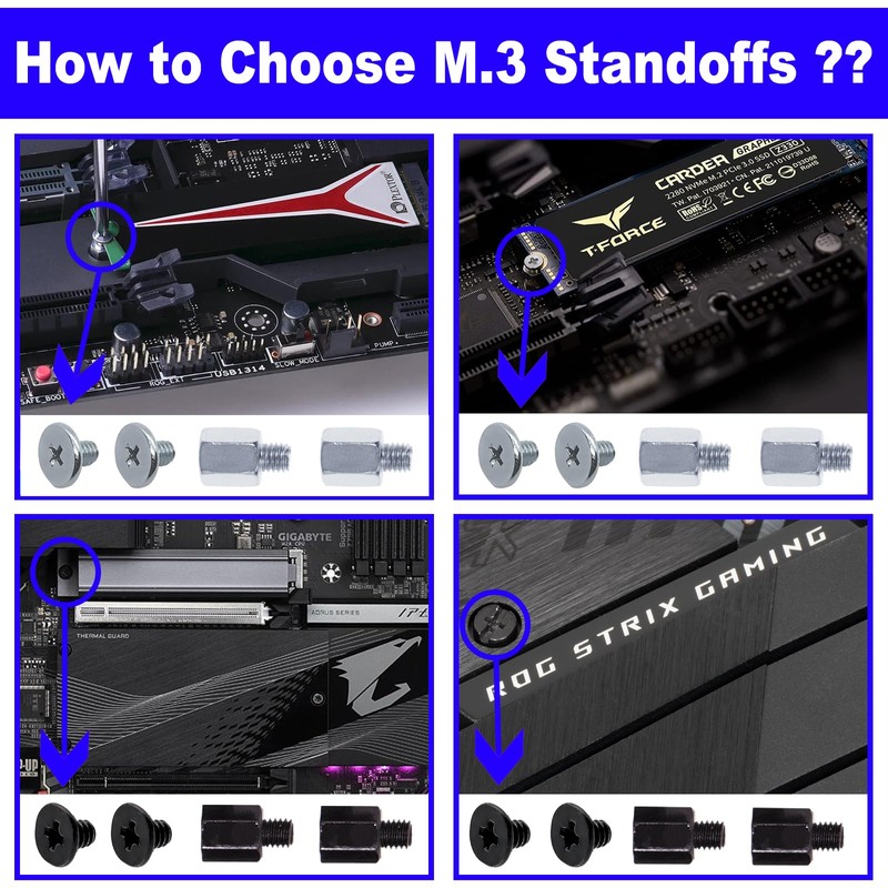 Zmbroll M2 Motherboard Standoffs Notebook Computer Screw 80Pcs M.2 SSD