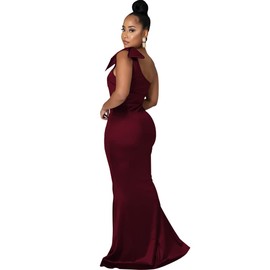 JTNFairy Women's Sexy Sleeveless One Shoulder Ruffle High Split Party Evening Long Formal Dress