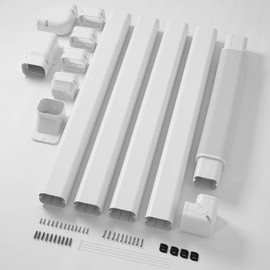 Della 3" 15.5 Ft Mini Split Line Set Cover with Flexible Duct, Decorative PVC Lineset Cover Kit, Paintable for Mini Split Air Conditioner, HAVC & Heat Pumps Systems Tubing Cover, White