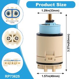 RP70538/RP73625 Single Function Pressure Balance Cartridge, Shower Valve Cartridge Compatible with Peerless/Delta Single Handle Tub/Showers Faucet (Includes cartridge and check valve) (1)