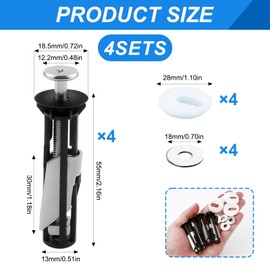 4Pcs Toilet Seat Fittings Toilet Seat Screws Quick Release Top Hinge Stainless Steel Toilet Seat Fixings Universal Toilet Seat Bolts for Blind Holes Easy Install Replacement Fixing Kit with Gaskets