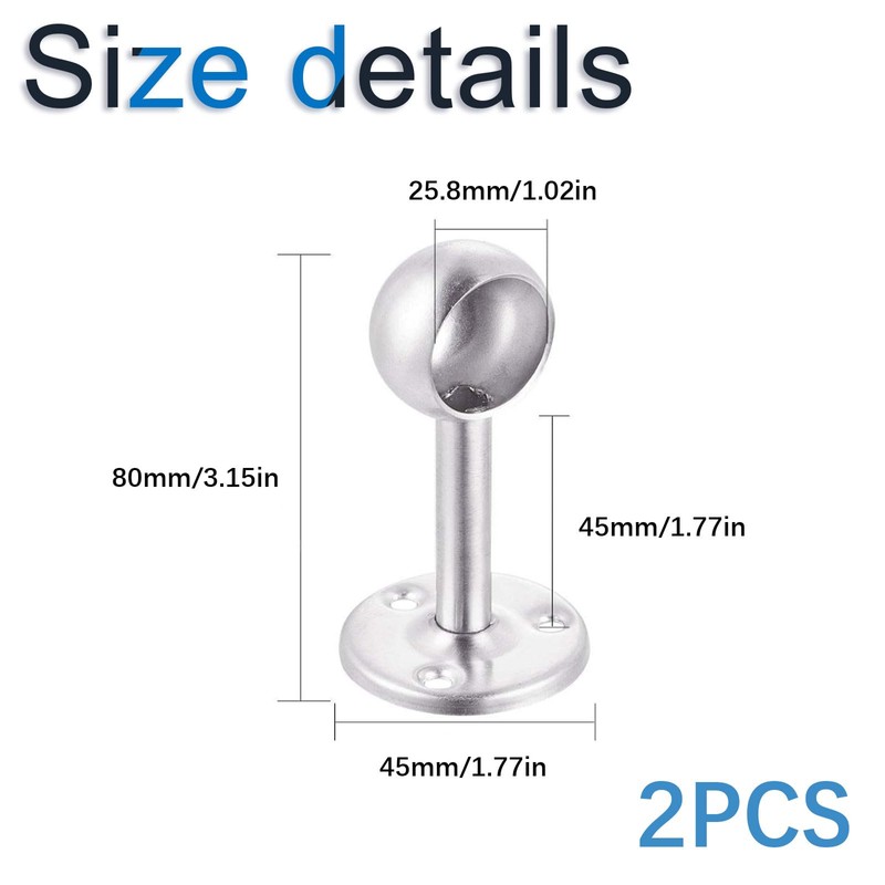 INCREWAY 2pcs Stainless Steel Wardrobe Pipe, Dia 25mm(1") Closet Lever
