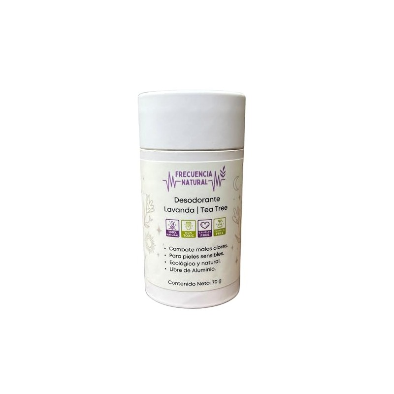 Frecuencia Natural Desodorante Lavanda Tea Tree, 100% Natural, Sin Aluminio,
