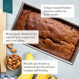 Chicago Metallic 5237969 Uncoated Textured Aluminum 1-Pound Loaf Pan, 9" -by-5", Silver