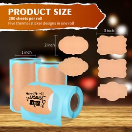 3 Roll 3x2inch Vintage Thermal Labels Brown Thermal Labels Color Thermal Label Direct Thermal Sticker Labels for DIY Design Address Consignment Compatible with Thermal Label Printer(Total 600Pieces)