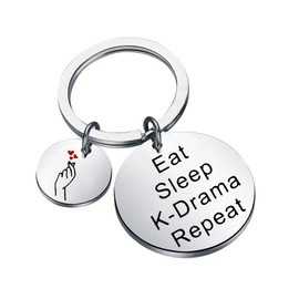 SEIRAA K-Drama Keychain Korean Drama Fan Gift Eat Sleep K-Drama Repeat Funny Korean Drama Lovers Jewelry (K-Drama Keychain)