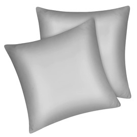 Fittia Set of 2 Satin Cushion Covers, Premium Pillowcase, Hair and Skin Care, Silky with Zip, Light Grey, 40 x 40 cm
