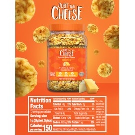 Just the Cheese Minis – Cheese & Aged Cheddar Blend Crisps, 12 oz Jar, Delicious Low-Carb Lifestyle Protein Chips, High-Protein, Gluten-Free Crisps, Keto-Friendly, Zero Sugar, Perfect Snack for Adults