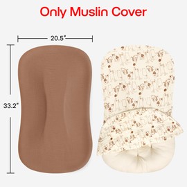 MEXXI Muslin Baby Lounger Cover, 2 Pack Infant Lounger Cover, Breathable and Soft Cotton Lounger Slipcover for Baby Girls and Boys (Cinnamon)