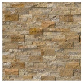 Glowing Autumn Splitface Stacked Ledger 6x24 Natural Stone Wall Tile Panel for Accent Walls, Kitchen Backsplash, Fireplace Surrounds – Sample Swatch