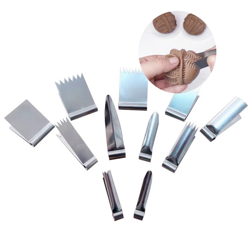 11-Piece Stainless Steel Pottery Texture Clip Set for Clay Modeling