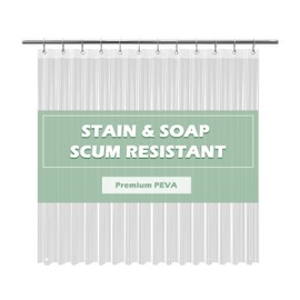 EHZNZIE Shower Curtain Liner Heavy Duty PEVA, Shower Liner 72x72 Inches, Waterproof, No Chemical Smell with 12 Rust Proof Metal Grommets for Bathroom Shower Curtain, Clear