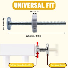 SHYUJAJIE Universal Baby Gate Threaded Spindle Rod, Baby Gate Wall Protector,M8 (8mm) Replacement Bolt Part for Baby & Pet Safety Gates, Extra Long Baby Tension Gate Extender (White, 4Pcs)
