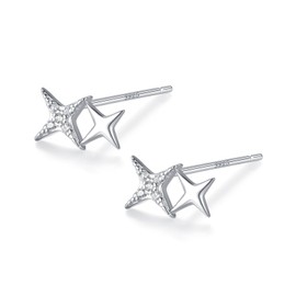 Silver 925 Earrings, Silver, Gold, 18K Coating, Pink Gold, Hypoallergenic, Star, Cool, Sterling Silver