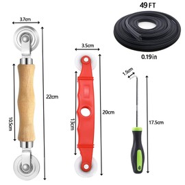 Pack of 4 tool retractors, 22 cm screen window spline roller with wooden handle, double wheel sieve roller tool with rubber strip hook, with disassembly hook, fly protection accessories for screens