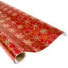 Caspari Snowfall-Red Foil Gift Wrap - Three 30" X 6'