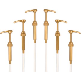 Good Times Coffee Co. Gold Coffee Syrup Pump for 750 ml Bottles (Pack of 6) Fits Upouria, Torani, DaVinci, Jordans Skinny Syrups, and Monin (1 Liter Plastic Bottle Only)