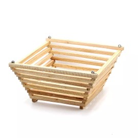 Orchidmate.com Wood orchid basket - hanging wooden planter plant holder - pyramid 10"