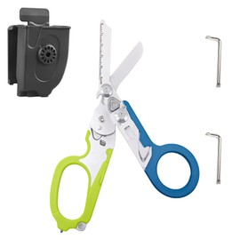 Raptor Response Emergency Scissors, Trauma Scissors, Multitool Rescue Scissors with 6 Practical Functions, Foldable Scissor Pliers, Tactical Folding Pliers for Outdoor Rescue Tools (Blue Yellow)