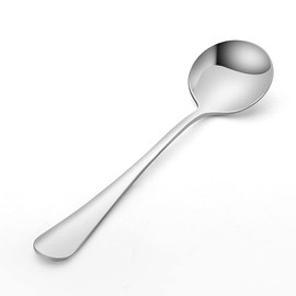 2 Piece Soup Spoons, Round Stainless Steel Bouillon Spoons Round Spoons 6.7 inch